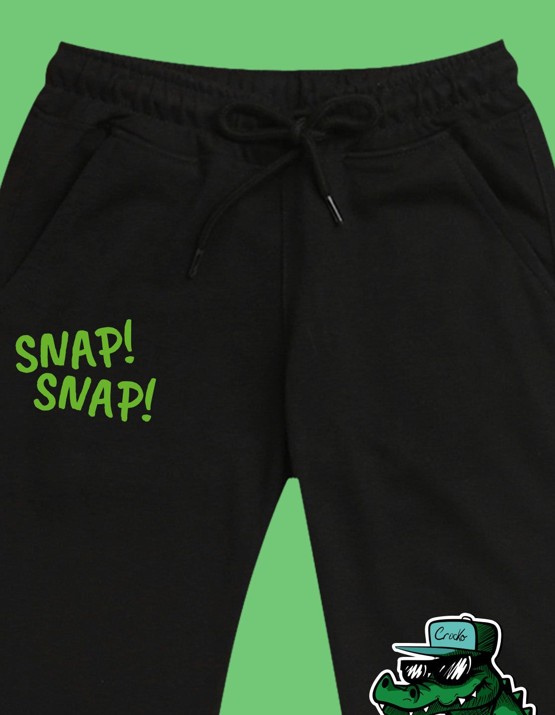 Nusyl Boys Black Crocodile & Text Printed Ankle Length Track Pant