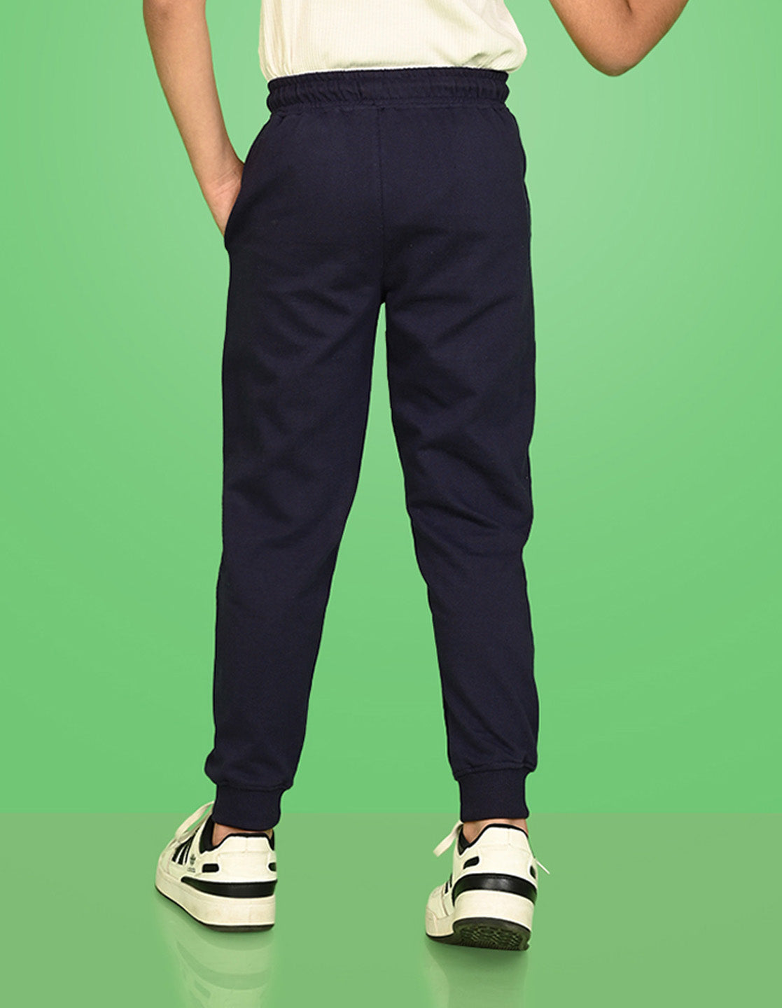Nusyl Boys Navy Blue Smiley Emoji & Text Printed Ankle Length Track Pant