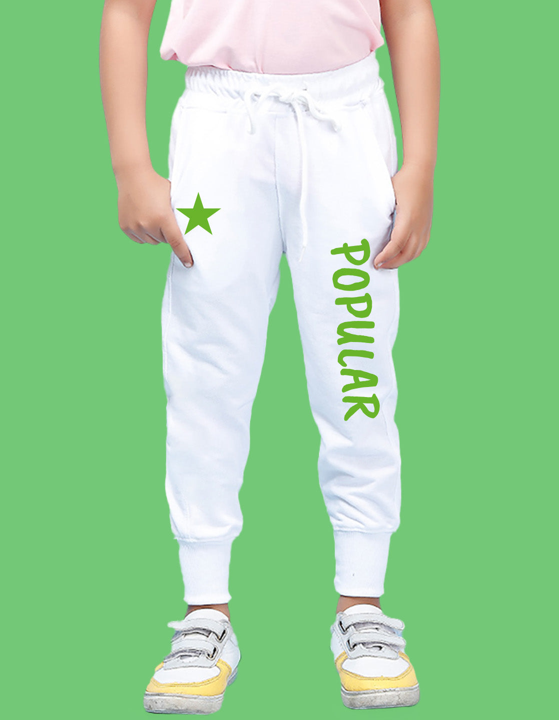 Nusyl Boys White Star & Text Printed Ankle Length Track Pant