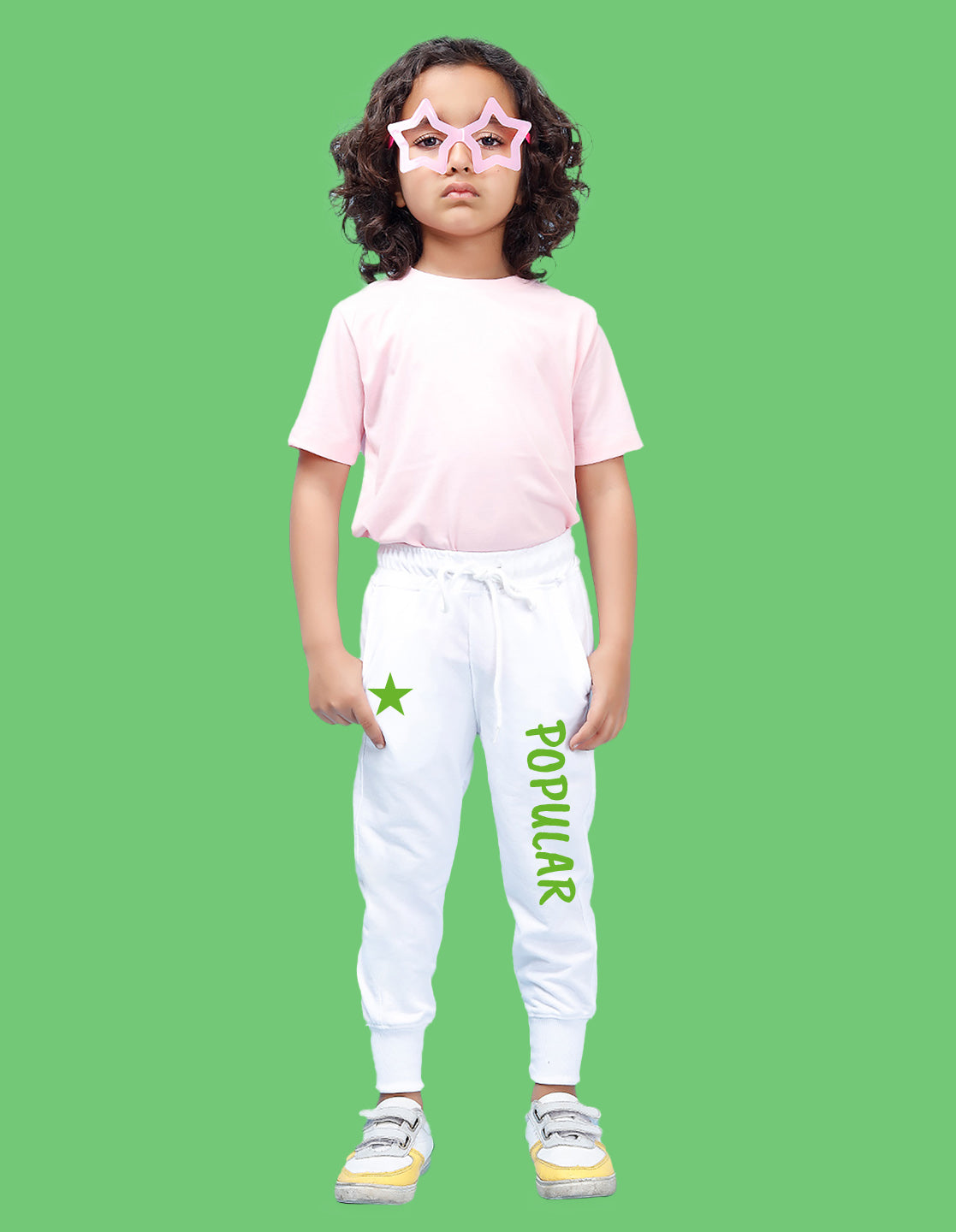Nusyl Boys White Star & Text Printed Ankle Length Track Pant