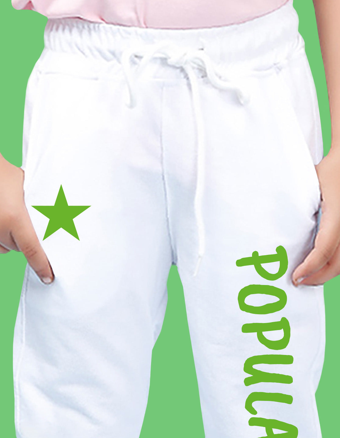 Nusyl Boys White Star & Text Printed Ankle Length Track Pant