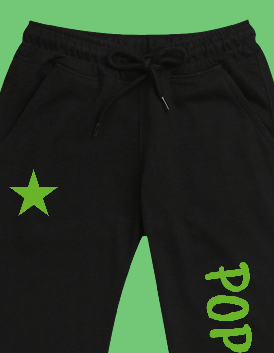 Nusyl Boys Black Star & Text Printed Ankle Length Track Pant