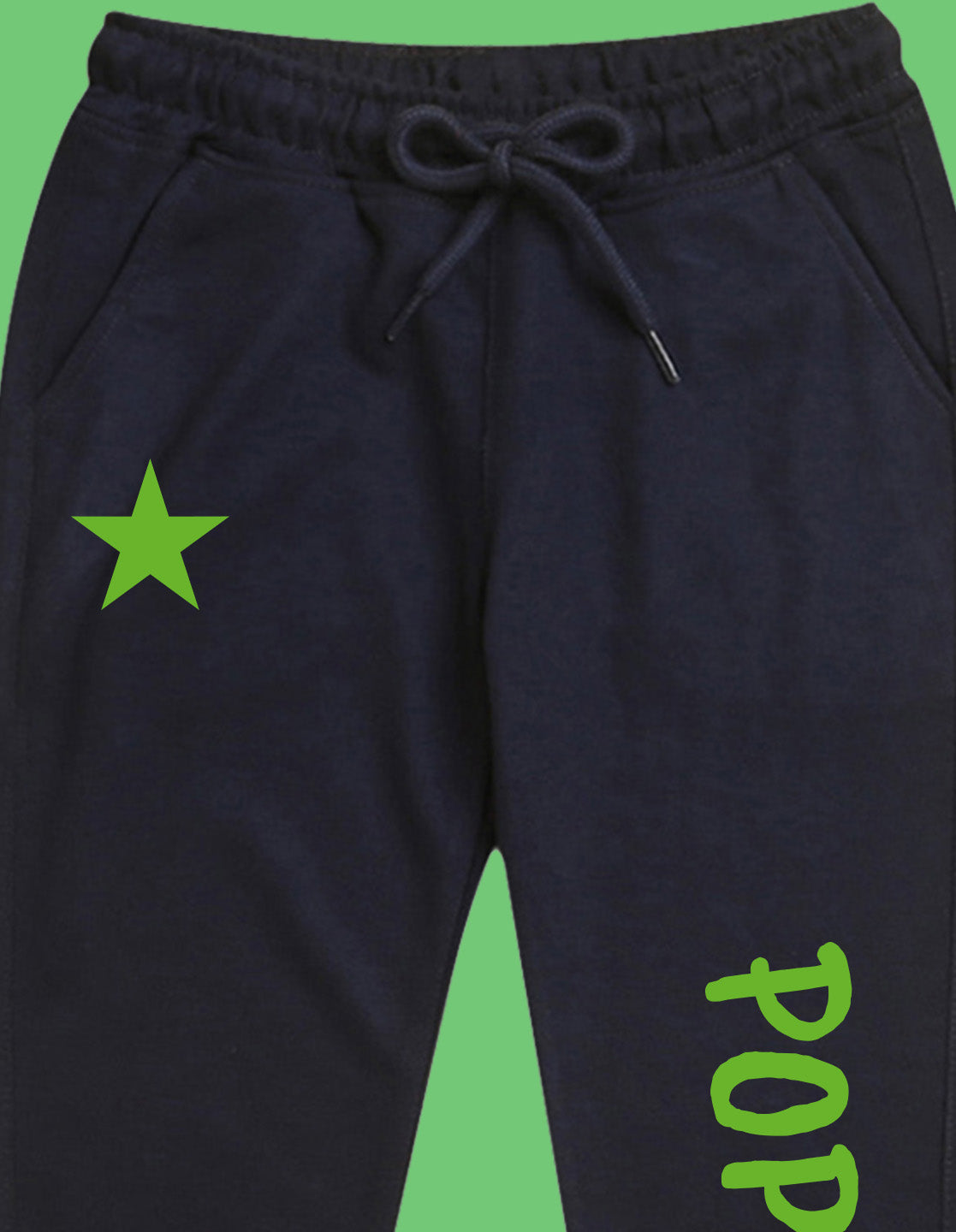 Nusyl Boys Navy Blue Star & Text Printed Ankle Length Track Pant