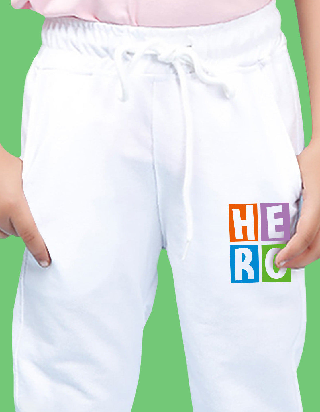 Nusyl Boys White Hero Text Printed Ankle Length Track Pant