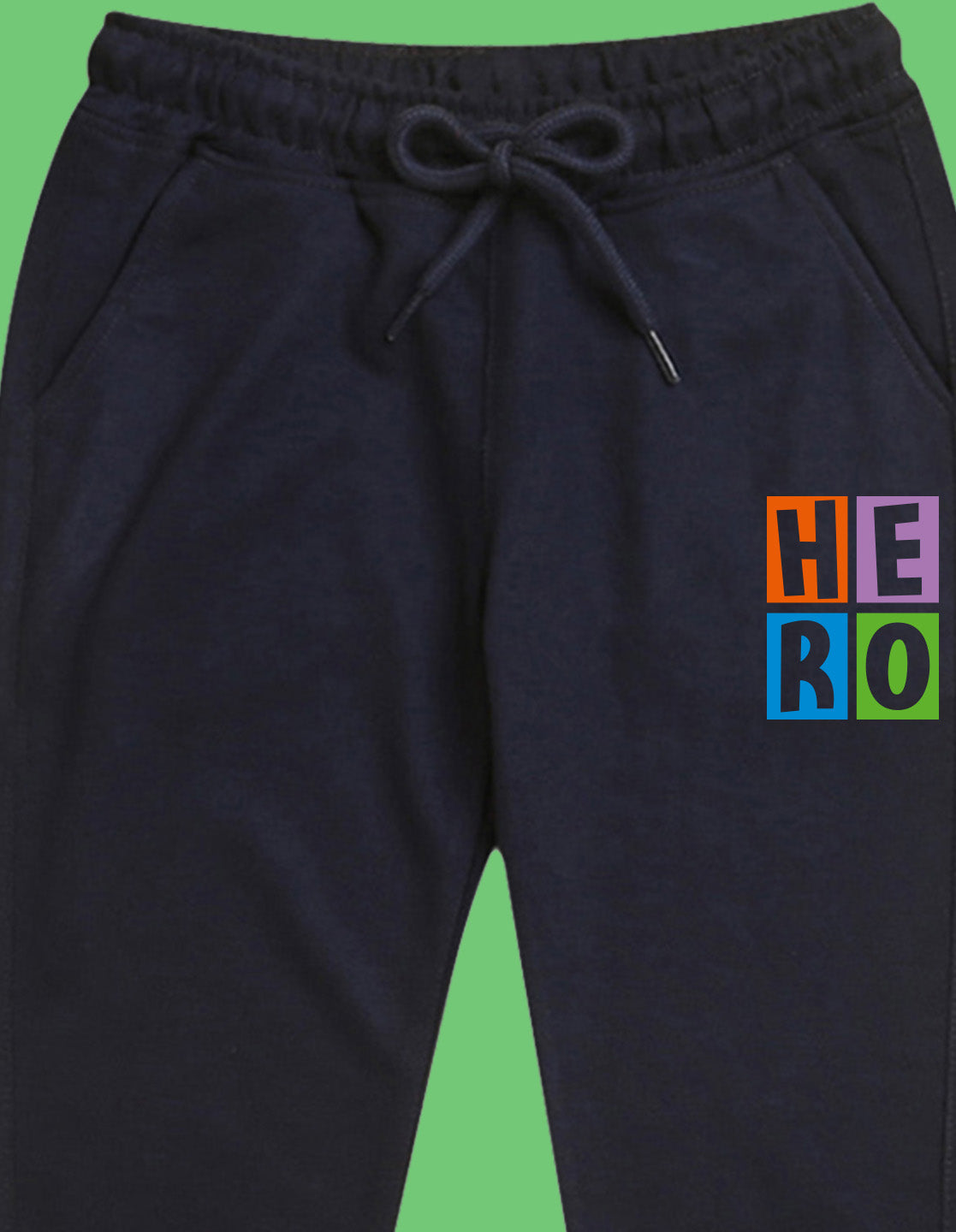 Nusyl Boys Navy Blue Hero Text Printed Ankle Length Track Pant