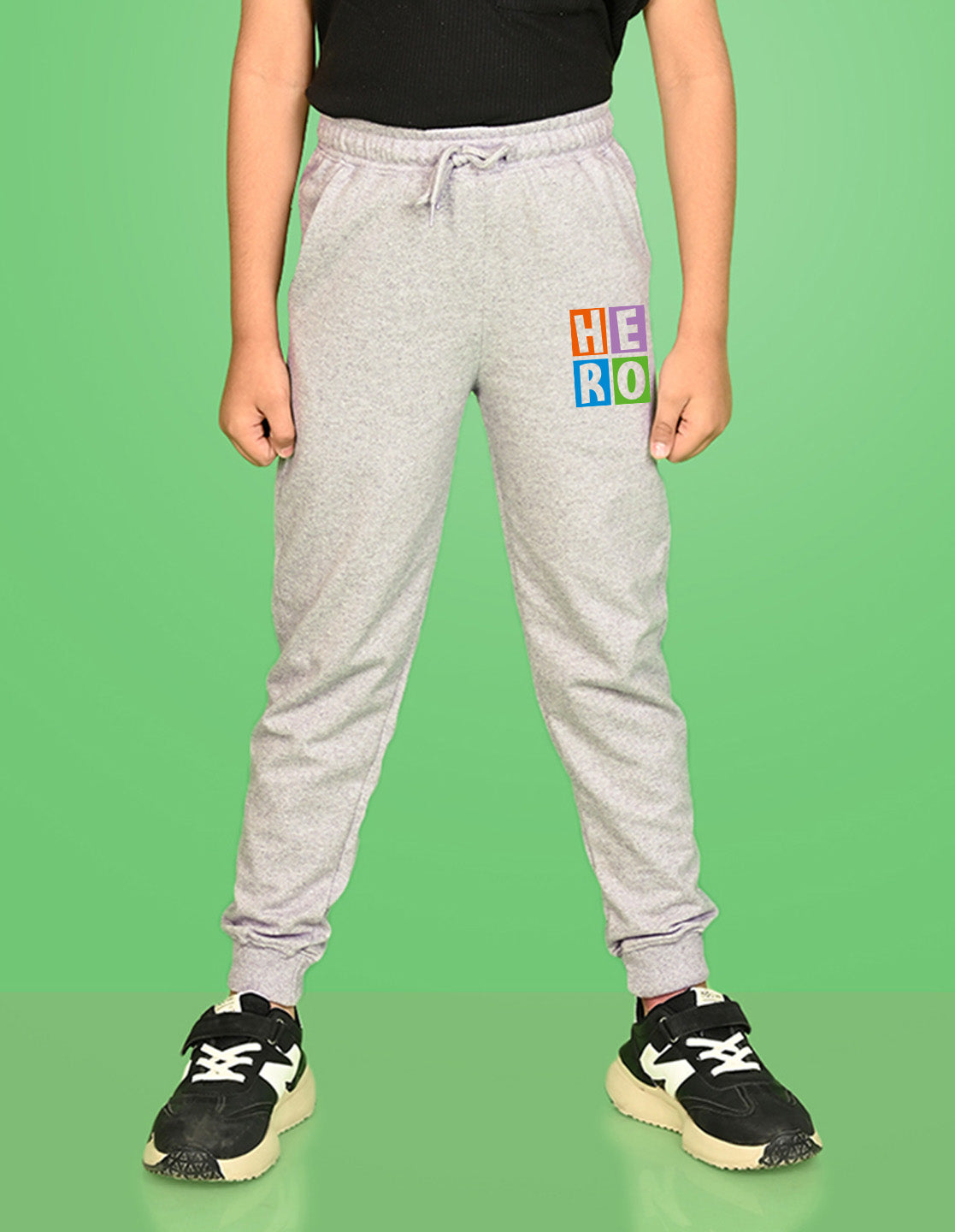 Nusyl Boys Grey Hero Text Printed Ankle Length Track Pant