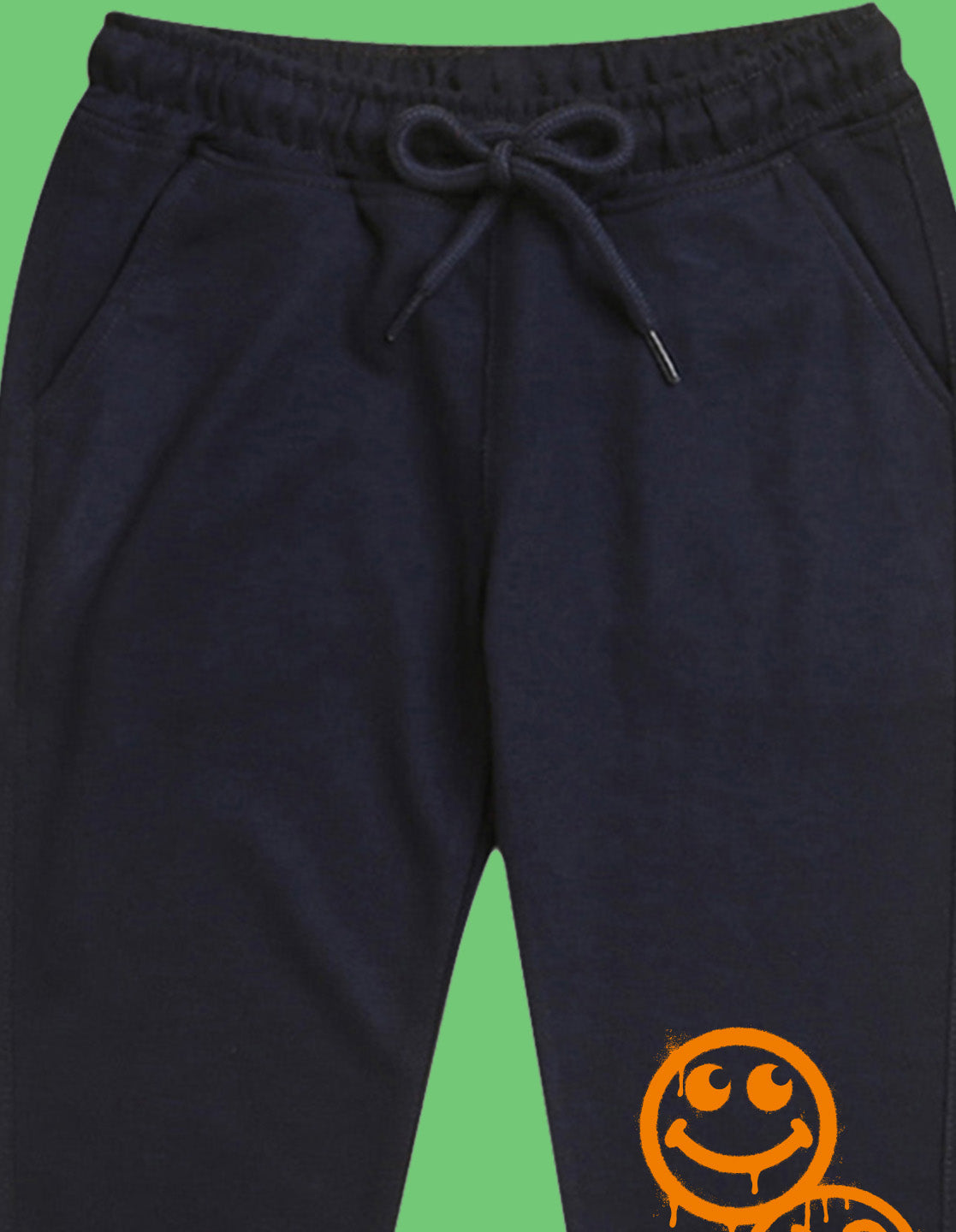 Nusyl Boys Navy Blue Emojis Printed Ankle Length Track Pant