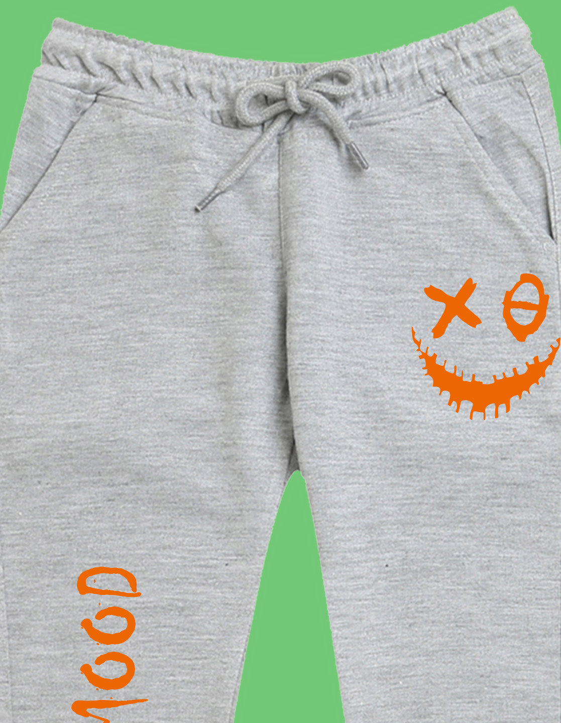 Nusyl Boys Grey Smiley Emoji Printed Ankle Length Track Pant