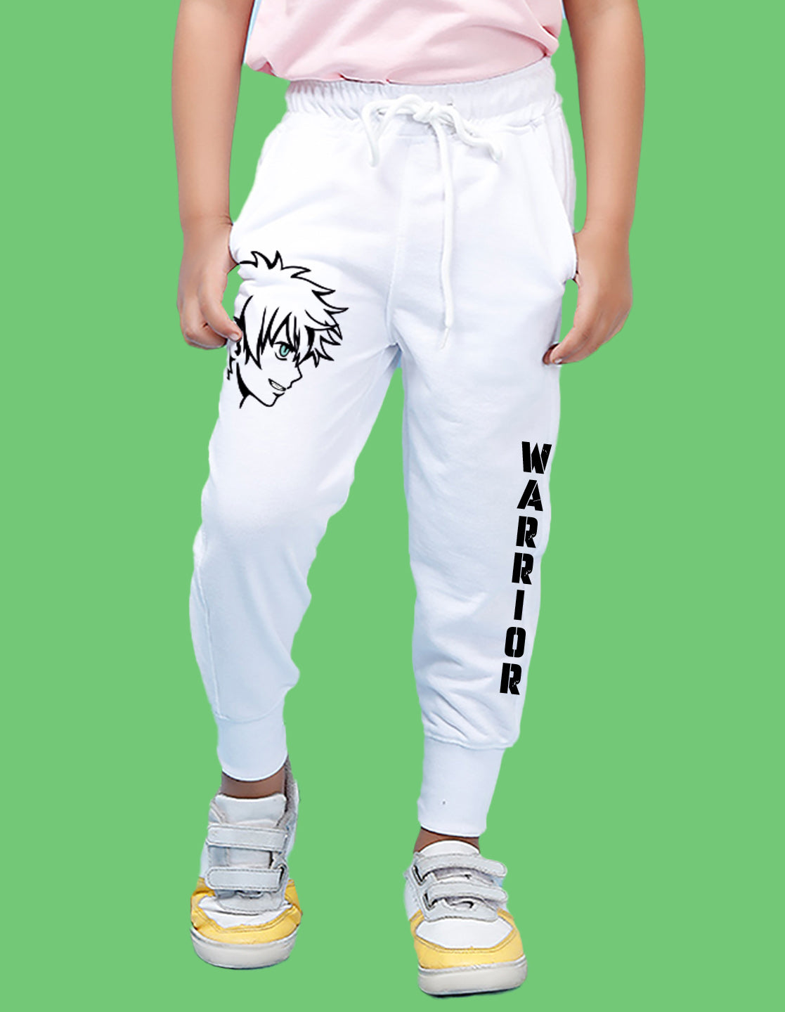 Nusyl Boys White Graphic Printed Ankle Length Track Pant