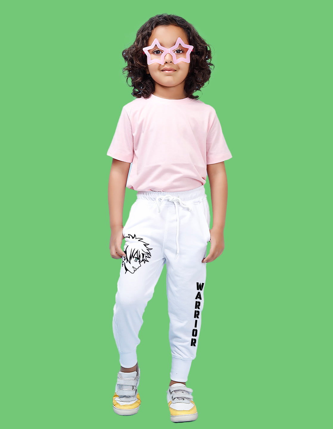 Nusyl Boys White Graphic Printed Ankle Length Track Pant