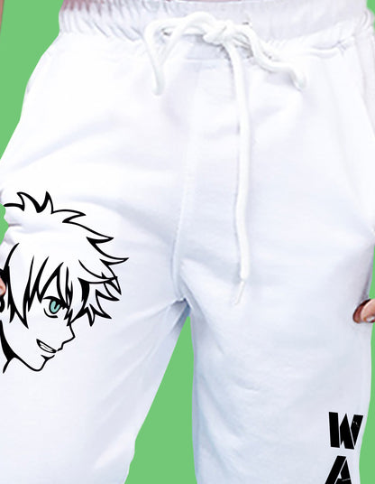 Nusyl Boys White Graphic Printed Ankle Length Track Pant