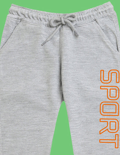 Nusyl Boys Grey Basketball & Text Printed Ankle Length Track Pant