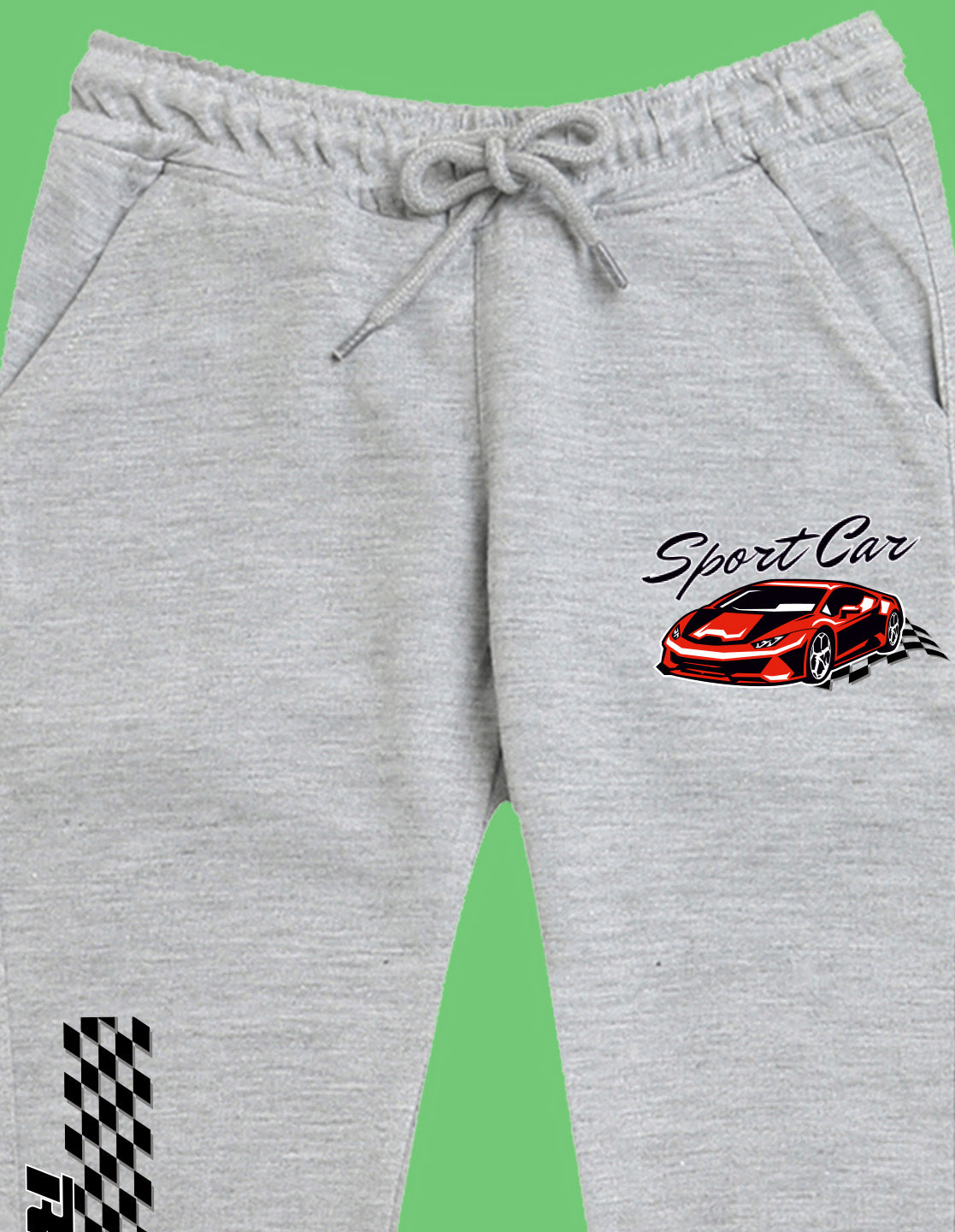 Nusyl Boys Grey Car & Text Printed Ankle Length Track Pant