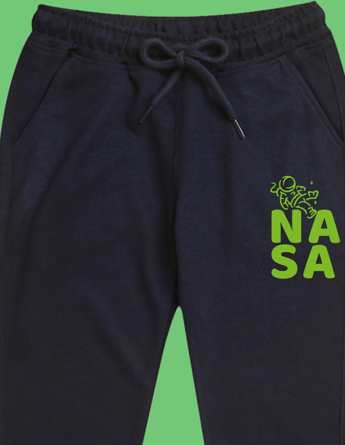 Nusyl Boys Navy Blue Nasa Text Printed Ankle Length Track Pant