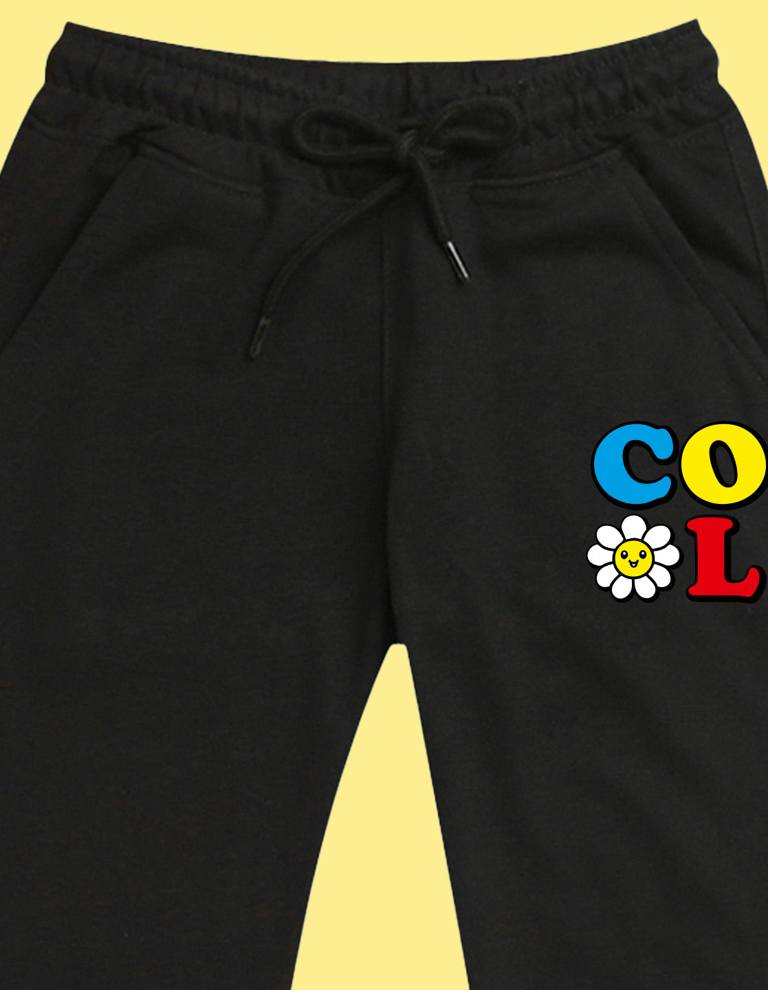 NUSYL Girls Black Cool text Printed Full Length Track Pants