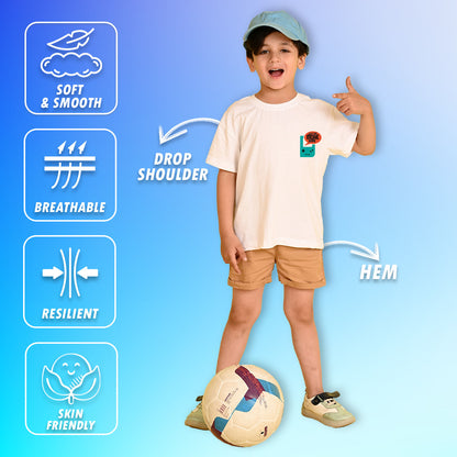 Nusyl Boys White Just One More Game Text Printed Short Sleeve Oversized T-Shirt