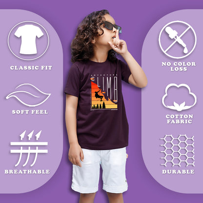 NUSYL Boys Red & Wine & Royal Blue Text Printed Half Sleeves T-shirt - Pack of 3