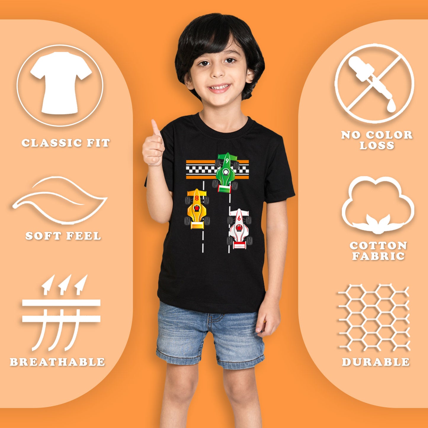 NUSYL Boys Black & Yellow & Sky Blue Text & Basketball Printed Half Sleeves T-shirt - Pack of 3