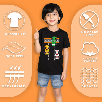 NUSYL Boys Black & Yellow & Sky Blue Text & Basketball Printed Half Sleeves T-shirt - Pack of 3