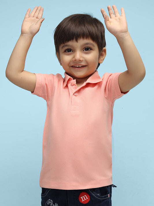 Nusyl Solid Peach Infants Polo t-shirt