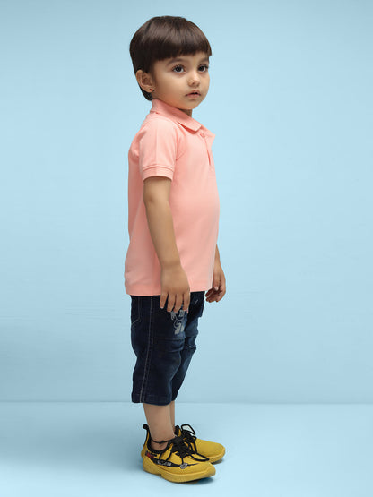 Nusyl Solid Peach Infants Polo t-shirt