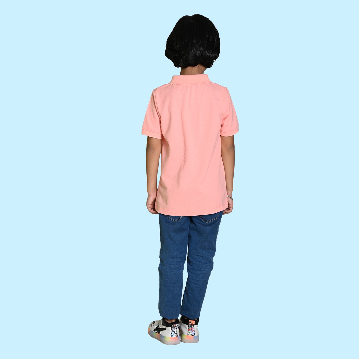 Nusyl solid peach boys polo t-shirt
