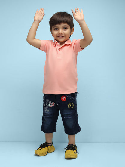 Nusyl Solid Peach Infants Polo t-shirt