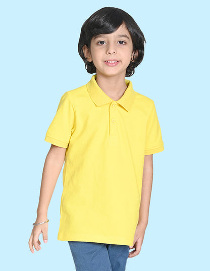 Nusyl solid bright yellow boys polo t-shirt