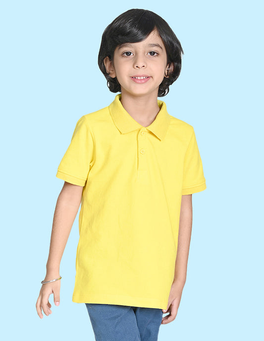 Nusyl solid bright yellow boys polo t-shirt
