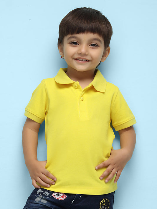 Nusyl Solid Bright Yellow Infants Polo t-shirt