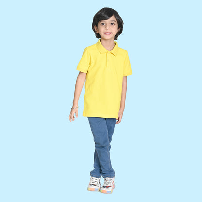 Nusyl solid bright yellow boys polo t-shirt