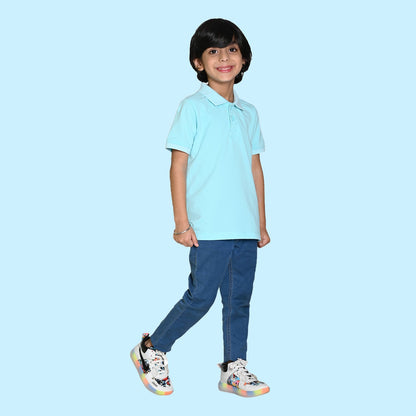 Nusyl solid light blue boys polo t-shirts