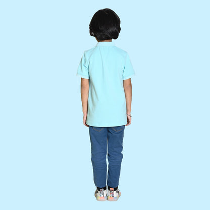 Nusyl solid light blue boys polo t-shirts