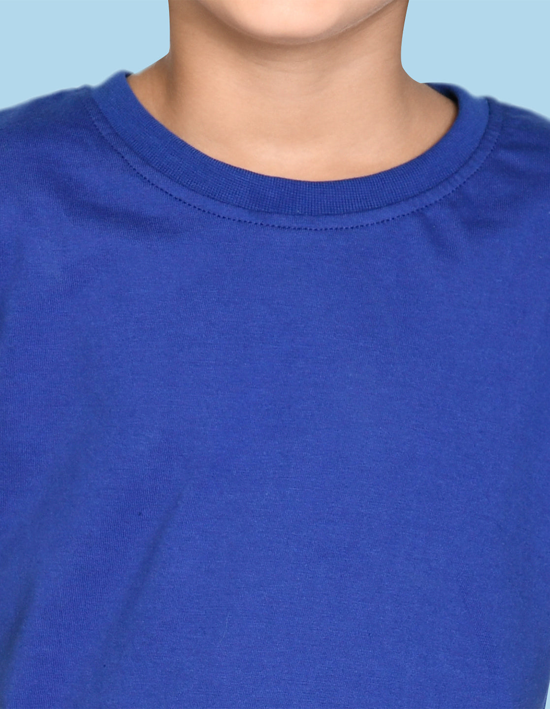 NUSYL Boys Royal Blue Bio Washed Cotton Short Sleeve Solid T-shirt