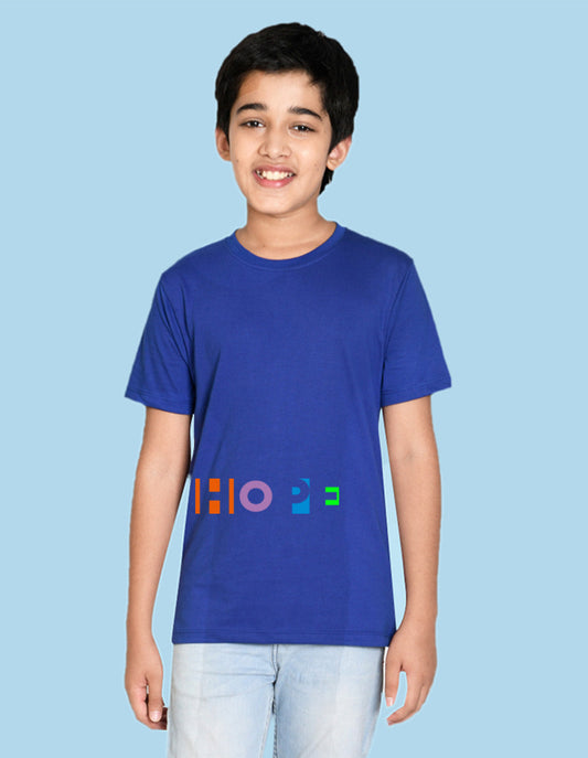 Nusyl boys hope printed royal blue colored cotton rich tshirt
