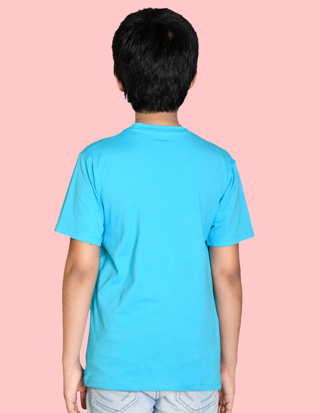 Nusyl boys dino printed sky blue colored cotton rich tshirt