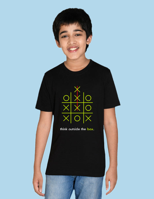 Nusyl boys think outside the box printed black colored cotton rich tshirt