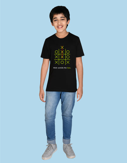 Nusyl boys think outside the box printed black colored cotton rich tshirt