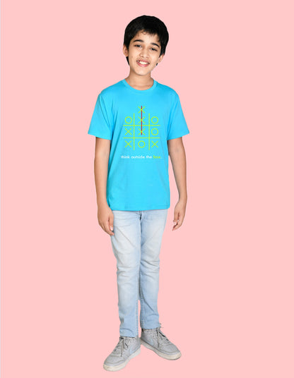 Nusyl boys think outside the box printed sky blue colored cotton rich tshirt