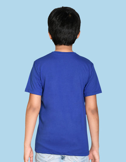 Nusyl boys think outside the box printed royal blue colored cotton rich tshirt
