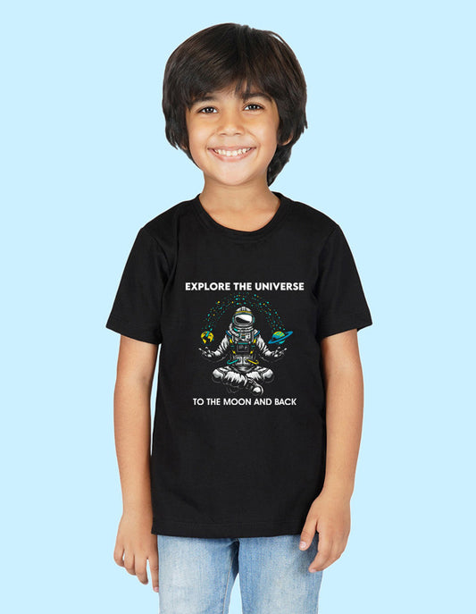 Nusyl Boys Black Astronaut Printed t-shirt