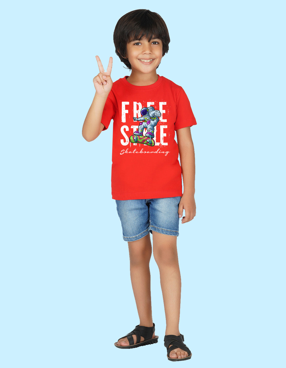 Nusyl Boys Red Free style Printed t-shirt