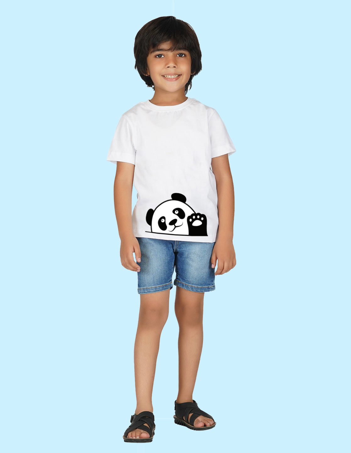 Nusyl Boys White Panda Printed t-shirt