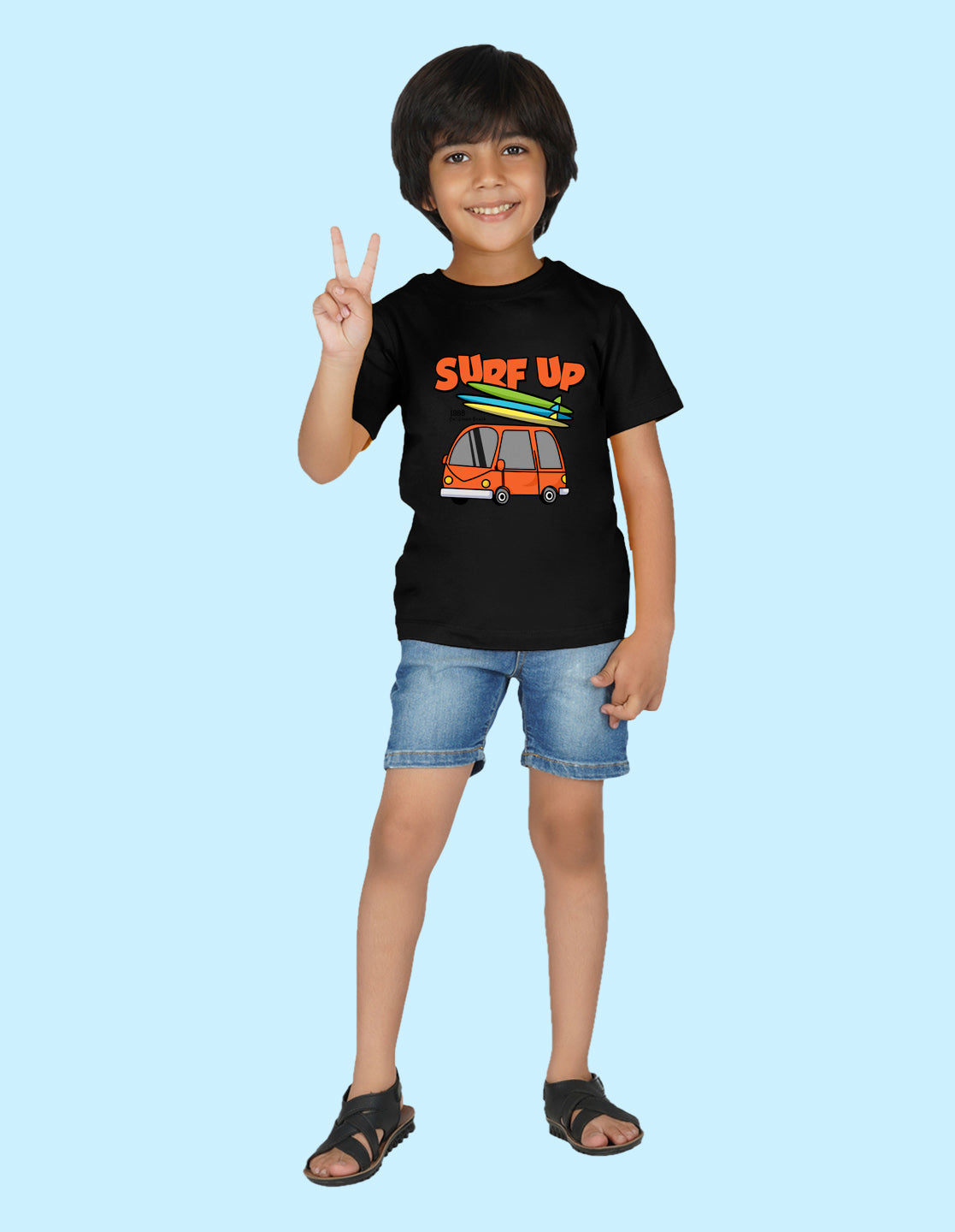 Nusyl Boys Black Surf up Printed t-shirt