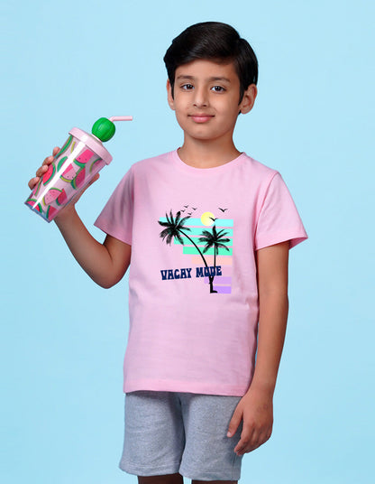 Nusyl Vacay mode Printed Light Pink Colour T-shirts