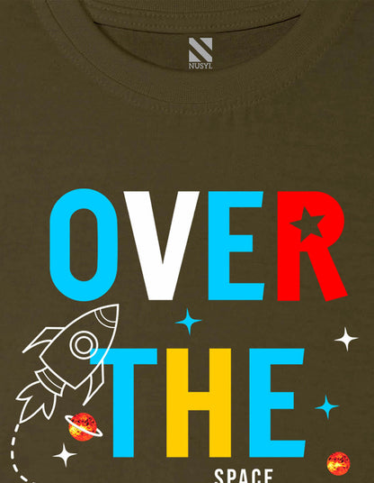 Nusyl Over the moon Printed Olive Colour T-shirts