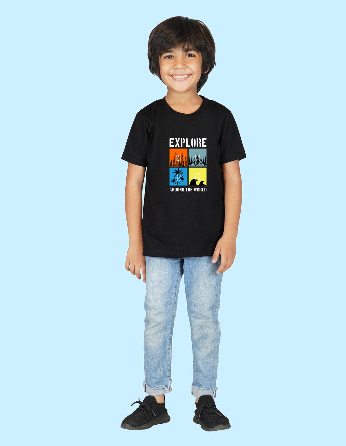 Nusyl Boys Black Explore Printed t-shirt
