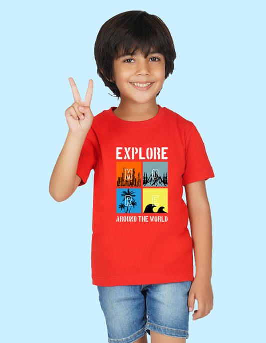 Nusyl Boys Red Explore Printed t-shirt
