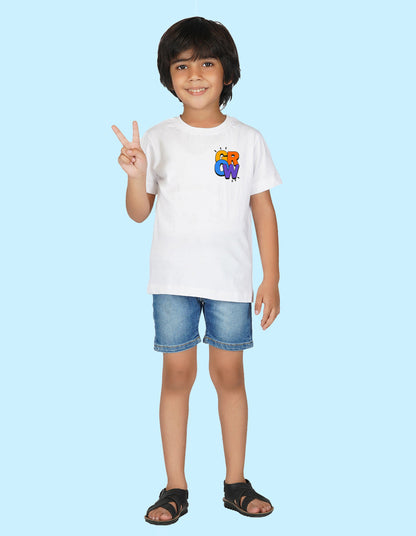 Nusyl Boys White Grow Printed t-shirt