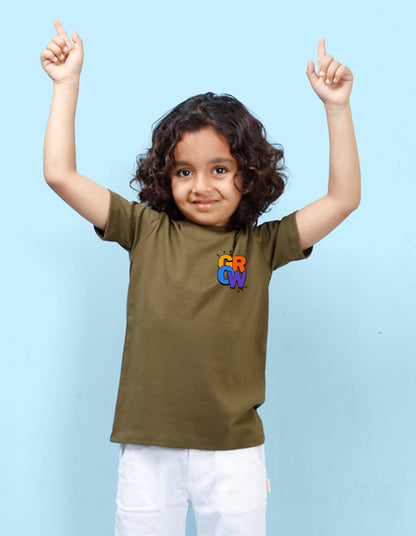 Nusyl Grow Printed Olive Colour T-shirts